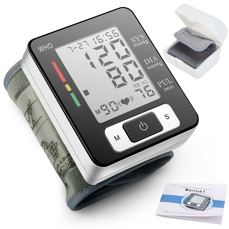 CHANG KUN CK-W133 Automatic Wrist Blood Pressure Monitor - Large LCD Display, Adjustable Cuff, Multi-User Mode (99 Readings per User), Portable PP Case, 300mAh Battery (Lasts 15-20 Days), WHO Health Indicator, Ideal for Home Use, Health Tracking & Fitness