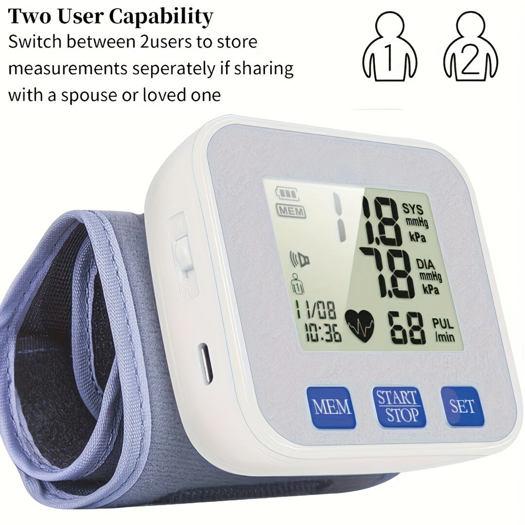 CHANG KUN Rechargeable Blood Pressure Monitor, Wrist Blood Pressure Cuff Monitor with USB Charging, Automatic Digital BP Machine, Voice Broadcast, Large Display Screen (Built-In Lithium Battery)(Ck-W358)