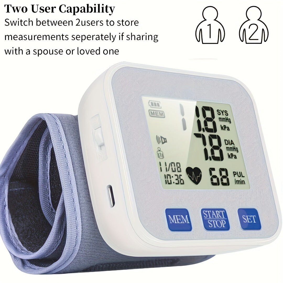 CHANG KUN Rechargeable Blood Pressure Monitor, Wrist Blood Pressure Cuff Monitor with USB Charging, Automatic Digital BP Machine, Voice Broadcast, Large Display Screen (Built-In Lithium Battery)(Ck-W358)