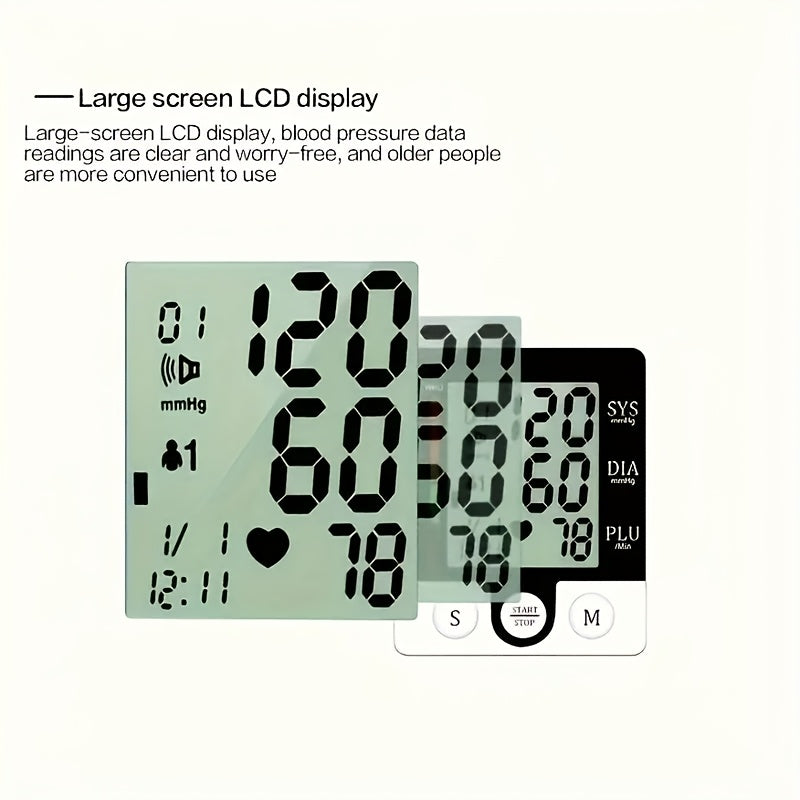 1pc Wrist Blood Pressure Monitor Automatic Wrist Bp Monitor Talking Blood Pressure Cuff For Home Use Adjustable Cuffs For Adult Electronic Digital Large LCD Display (Batteries Not Included)