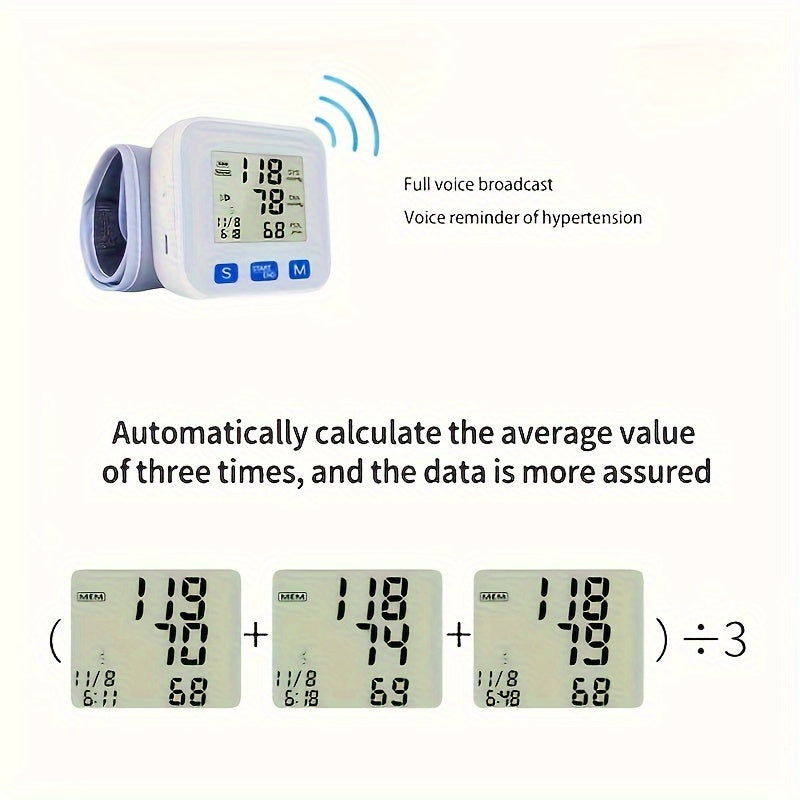 CHANG KUN Rechargeable Blood Pressure Monitor, Wrist Blood Pressure Cuff Monitor with USB Charging, Automatic Digital BP Machine, Voice Broadcast, Large Display Screen (Built-In Lithium Battery)(Ck-W358)