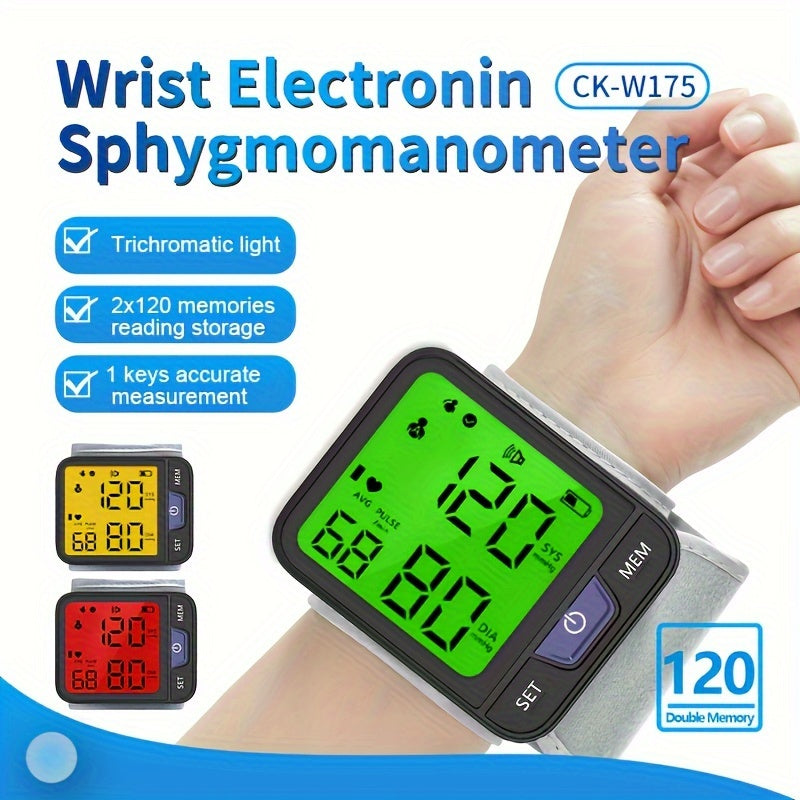 CHANGKUN New Fashion Wrist Blood Pressure Monitor With Voice & Large Tricolor Display - Digital Automatic Cuff & Carrying Case Included (Batteries Not Included)
