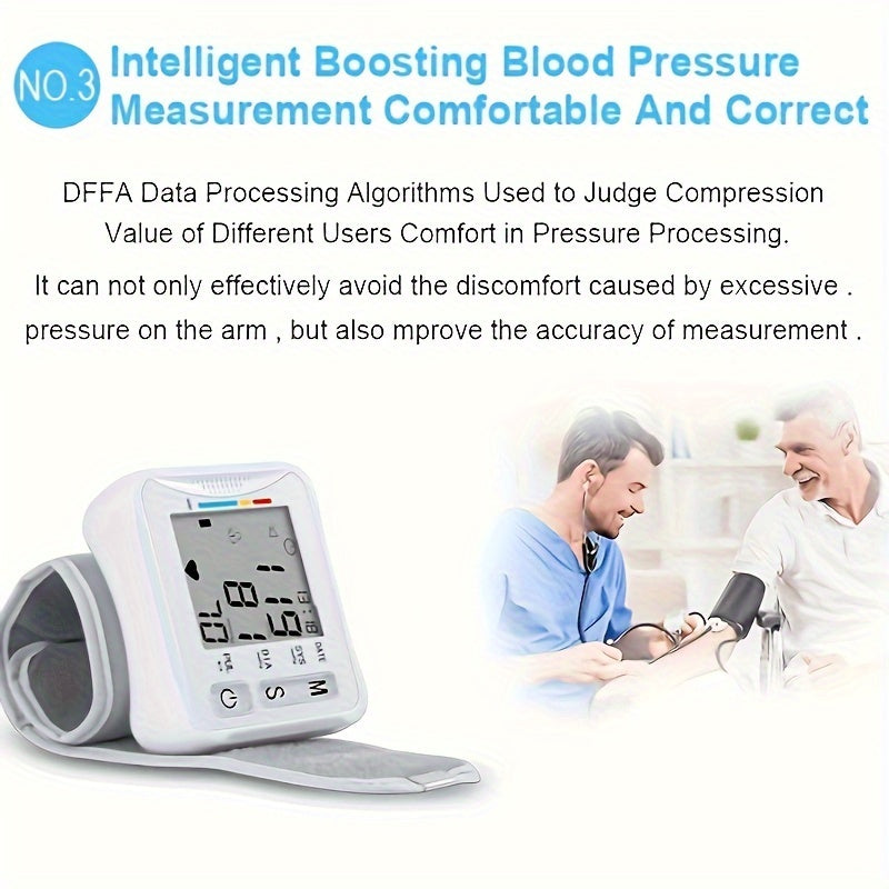 1pc TAIKON Wrist Blood Pressure Monitor with LCD Display, Adjustable Cuff, Pulse Rate Detection, and Irregular Heartbeat Alert - Battery Operated (Batteries Not Included), Blood Pressure Measurement | Comprehensive Display | Sound Playback Feature