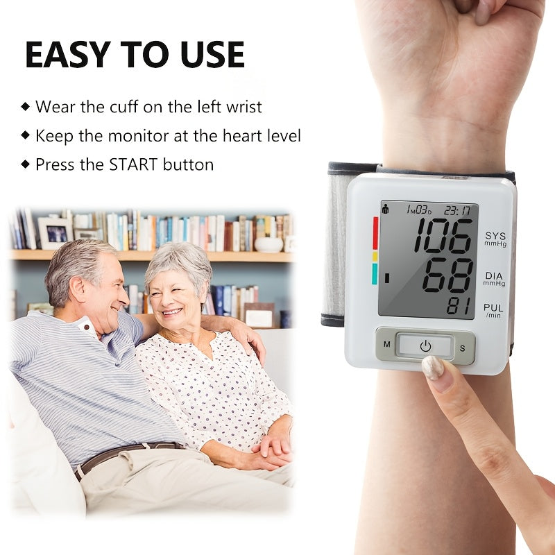 URION Wrist Blood Pressure Monitor with Large LCD Display, Portable Wrist Blood Pressure Monitor, Adjustable Cuff, Pulse Rate Detection, And Irregular Heartbeat Alert, Blood Pressure Measurement, Battery Operated (Batteries Not Included)