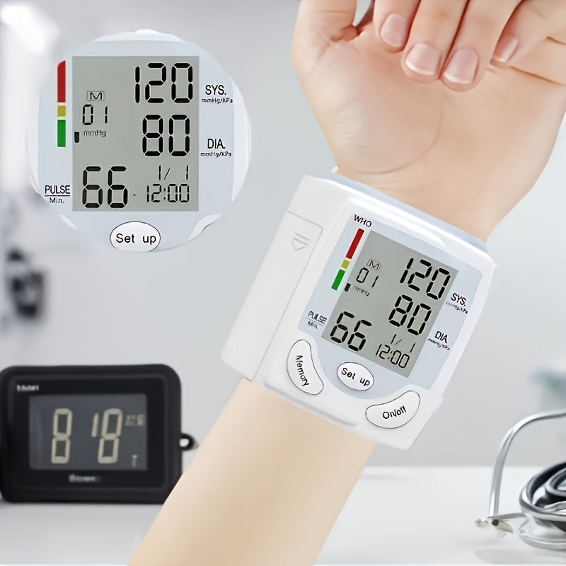 CHANG KUN AUTOMATIC DIGITAL WRIST BLOOD PRESSURE MONITOR - Adjustable Cuff With Heart Rate Monitor, WHO Health Indicator, Battery Operated (Batteries Not Included), For Home Use, Easy To Operate, Portable Design