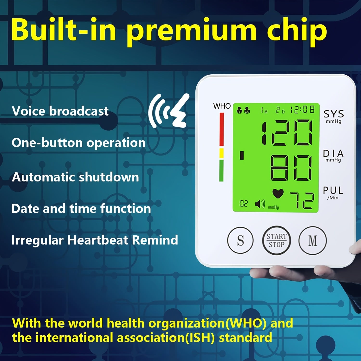 CHANG KUN Wrist Blood Pressure Monitor Automatic Wrist Bp Monitor Talking Blood Pressure Cuff for Home Use Adjustable Cuffs for Adult Electronic Digital Large LCD Display with Battery and Carrying Case
