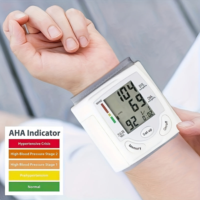 Automatic Wrist Blood Pressure Monitor with Large LCD Screen - Adjustable Cuff, Pulse Rate Detection, Irregular Heartbeat Alert, Battery-Powered (Batteries Not Included), Safe for Adults, 36V Or Lower, President's Day And Start Of School Season