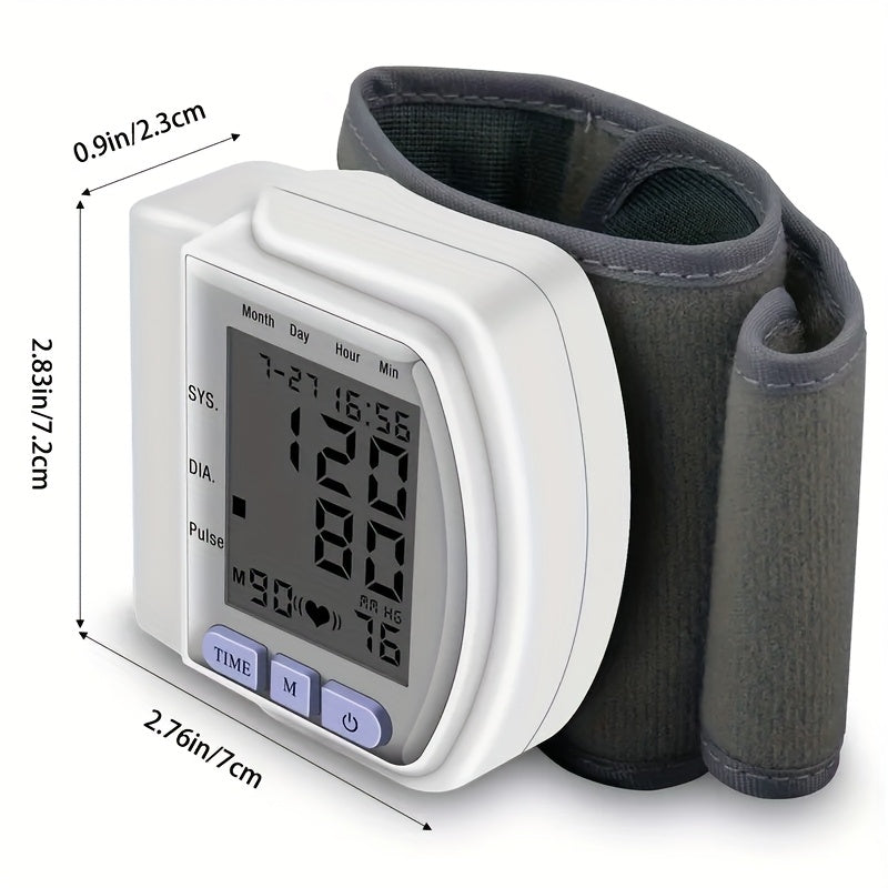 CHANG KUN Automatic Wrist Blood Pressure Monitor - Digital Sphygmomanometer With Large LCD Display, Adjustable Strap, Battery-Powered, Easy-to-Read Heart Rate And Memory Storage Features, No Batteries Included