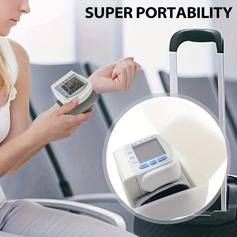 Automatic Blood Pressure Monitor Wrist Cuff with Large LCD Screen And Durable PP Storage Box - Adjustable Cuff, Pulse Rate Detection, Irregular Heartbeat Alert, Battery-Powered (Batteries Not Included), Safe for Adults, 36V Or Lower, Summer Deal