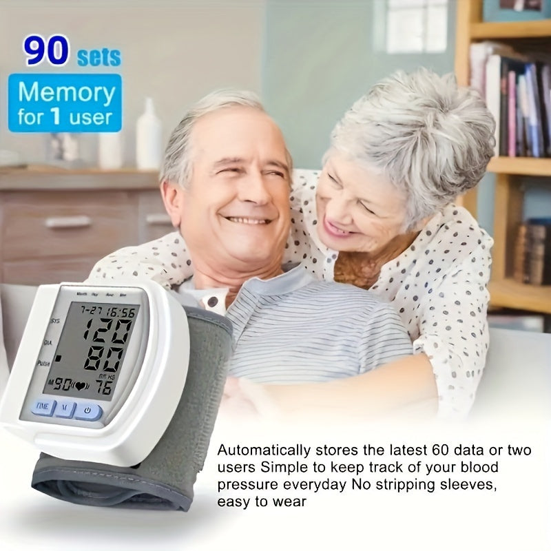 Automatic Blood Pressure Monitor Wrist Cuff with Large LCD Screen And Durable PP Storage Box - Adjustable Cuff, Pulse Rate Detection, Irregular Heartbeat Alert, Battery-Powered (Batteries Not Included), Safe for Adults, 36V Or Lower, Summer Deal