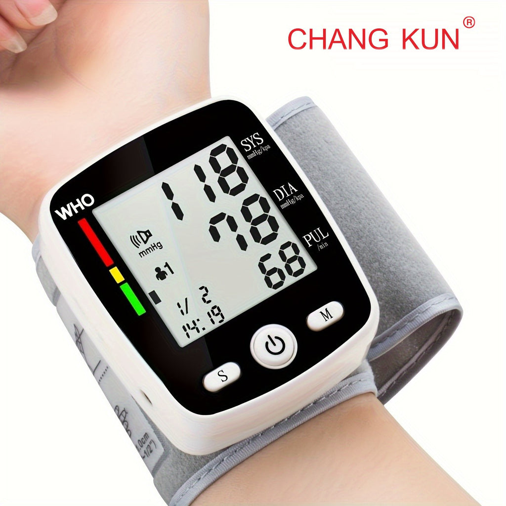 CHANGKUN Blood Pressure Monitor, Wrist Blood Pressure Cuff Monitor with USB Charging, Automatic Digital BP Machine, Voice Broadcast, Large Display Screen(Built-in rechargeable lithium battery)