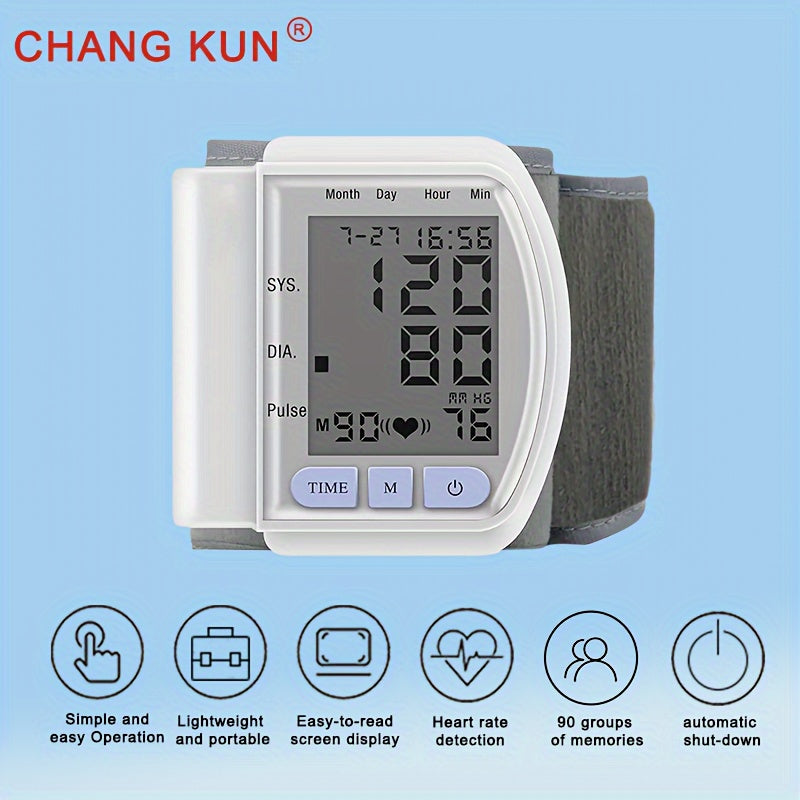 Automatic Blood Pressure Monitor Wrist Cuff with Large LCD Screen And Durable PP Storage Box - Adjustable Cuff, Pulse Rate Detection, Irregular Heartbeat Alert, Battery-Powered (Batteries Not Included), Safe for Adults, 36V Or Lower, Summer Deal