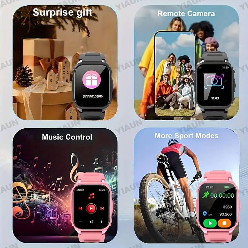 [Sporty Smartwatch] Multifunctional Smartwatch with Wireless Calling | Sporty Outdoor/Hiking/Travel Wear, Sports Data Tracking, Alarm Clock, Prolonged Sitting Reminder, Metal Body & Silicone Strap – Perfect Holiday Gift