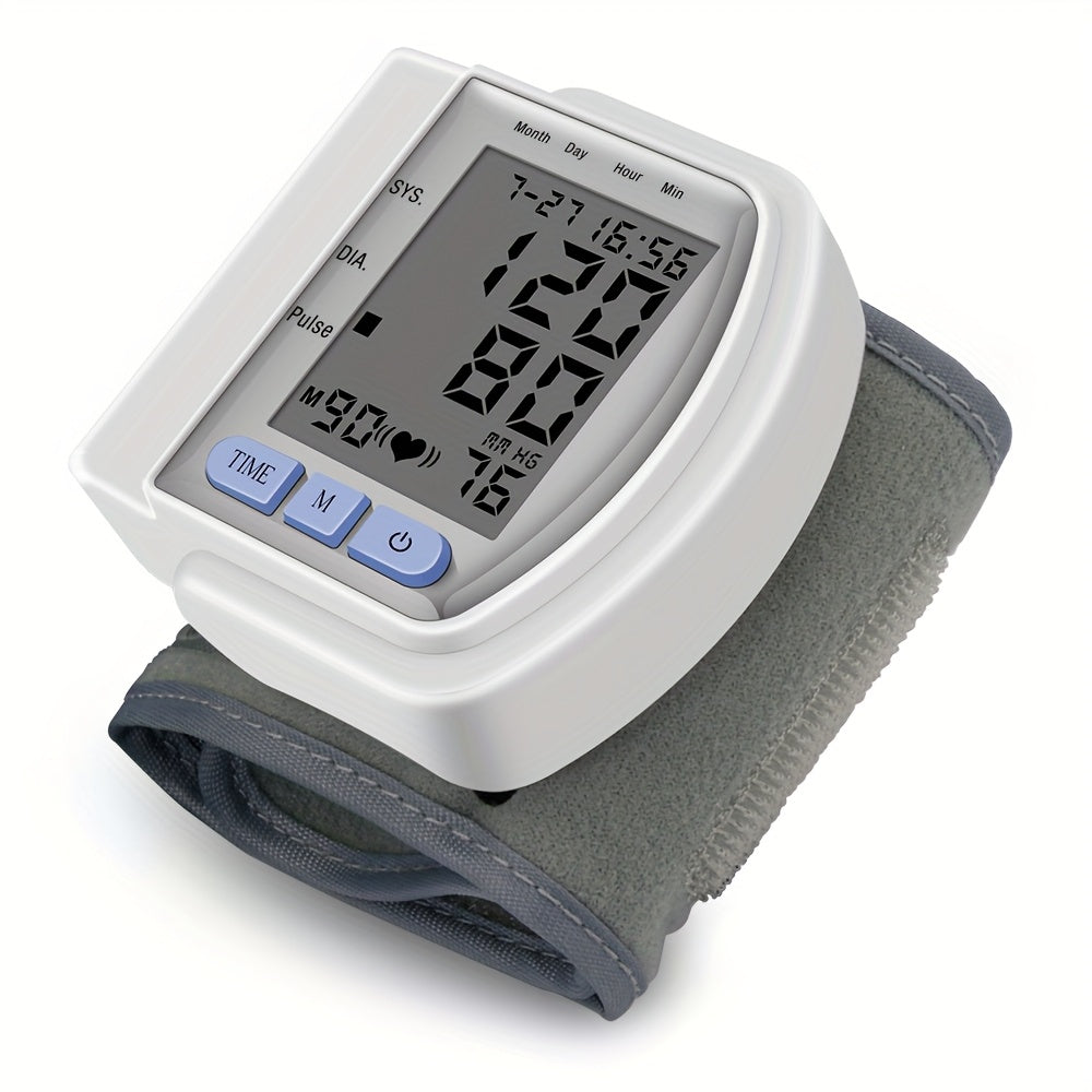 CHANG KUN Automatic Wrist Blood Pressure Monitor - Digital Sphygmomanometer With Large LCD Display, Adjustable Strap, Battery-Powered, Easy-to-Read Heart Rate And Memory Storage Features, No Batteries Included