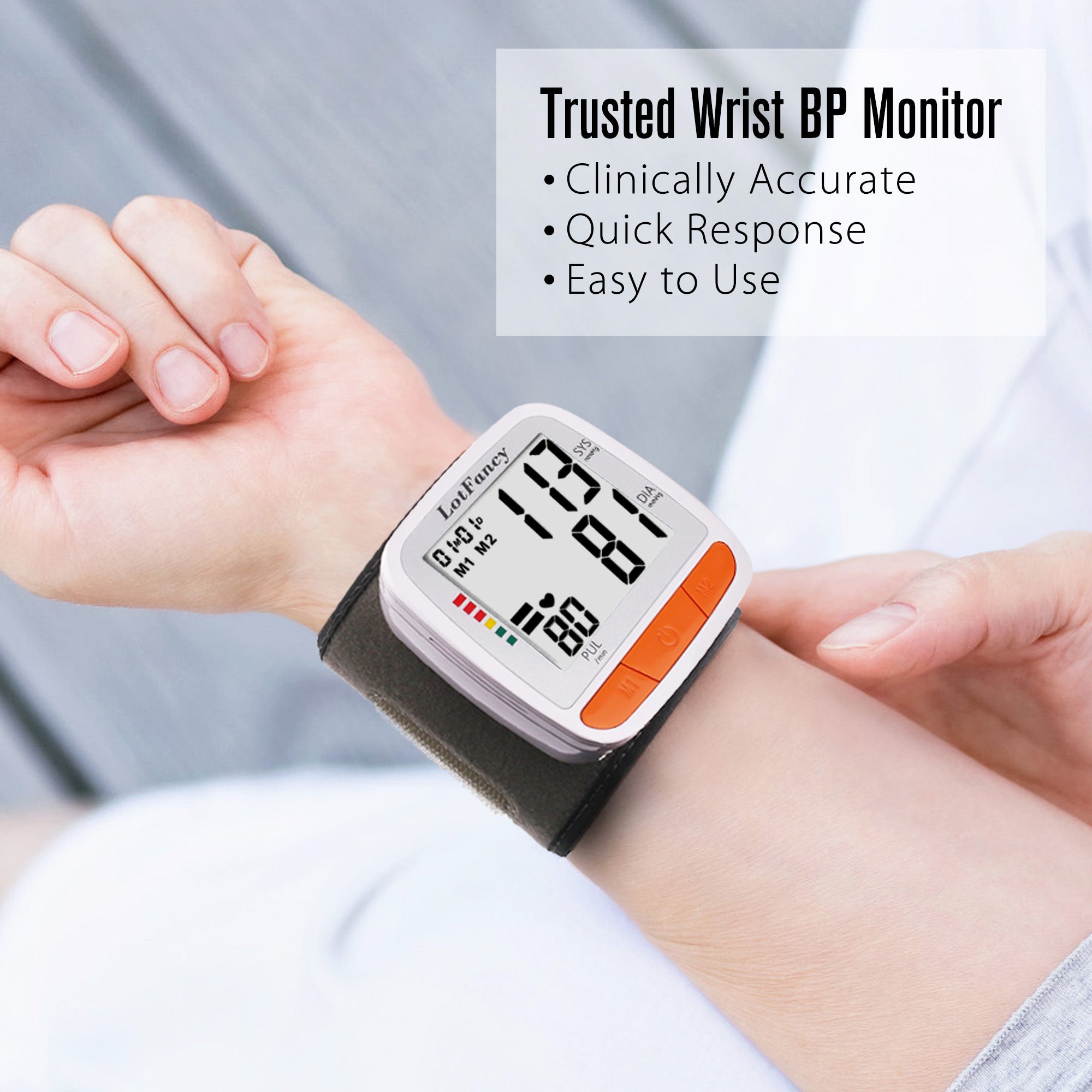 Wrist Blood Pressure Monitor, Automatic Digital Blood Pressure Machine Wrist Adjustable Cuff (5.3-8.5''), 2 Users, 120 Memory, Home BP Gauge for Irregular Heartbeat Detection