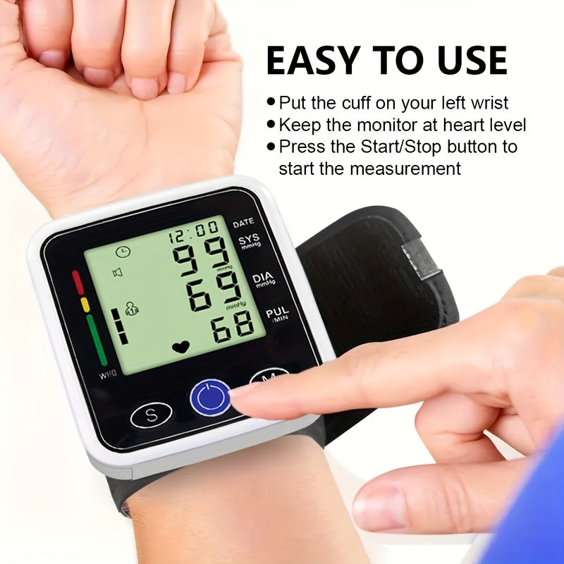 W01- Wrist Blood Pressure Monitor.BP Blood Pressure Meter - Stethoscope.One-click Operation, Precise Measurement, LCD Display, Voice Broadcast, Suitable for High And Low Blood Pressure, Heart Rate Irregular Detection.(Battery Not Included)