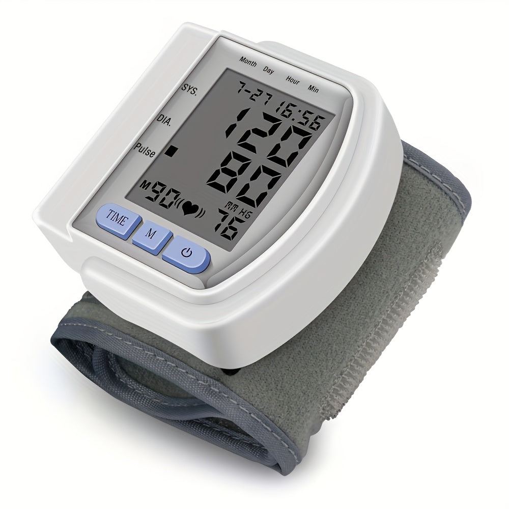 Automatic Blood Pressure Monitor Wrist Cuff with Large LCD Screen And Durable PP Storage Box - Adjustable Cuff, Pulse Rate Detection, Irregular Heartbeat Alert, Battery-Powered (Batteries Not Included), Safe for Adults, 36V Or Lower, Summer Deal