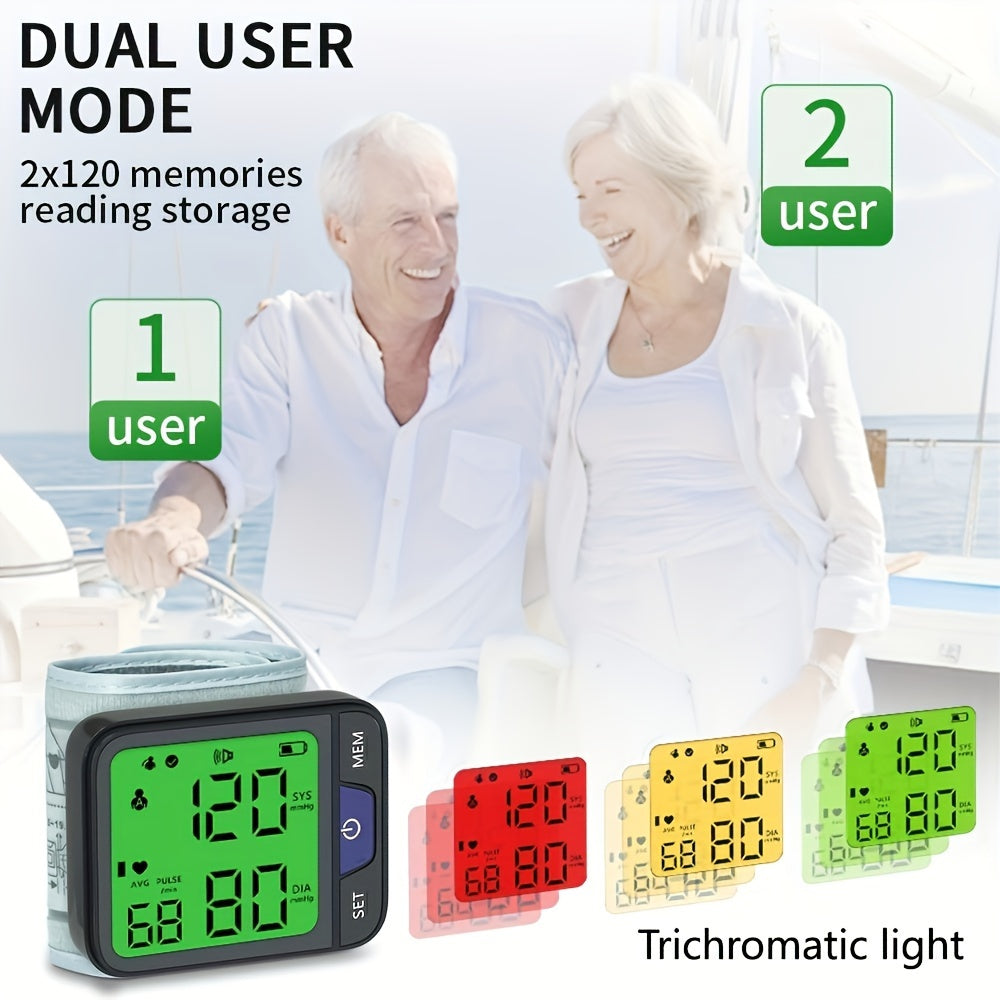 CHANGKUN New Fashion Wrist Blood Pressure Monitor With Voice & Large Tricolor Display - Digital Automatic Cuff & Carrying Case Included (Batteries Not Included)