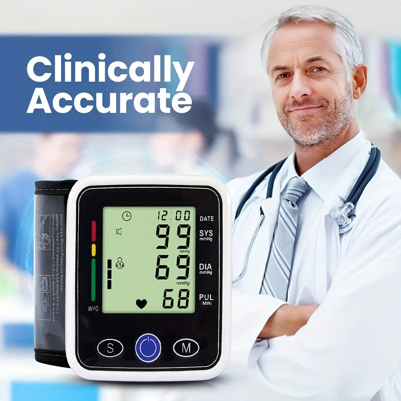 Wrist Blood Pressure Monitor, Sphygmomanometer, Voice Large-screen Display, Heart Rate And Blood Pressure Dual Detection, Suitable For Family Daily Health Management, Prevention Of Cardiovascular Disease, 2x99 Group Reading Storage (without Battery)