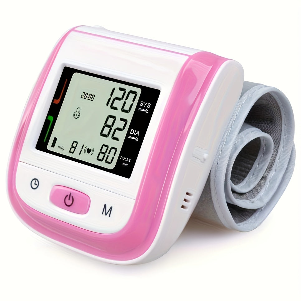 Wrist Blood Pressure Monitor Digital BP Monitor Rechargeable BP Machine With 2x99 Readings Memory Large LCD Display Voice Broadcast Portable Carrying
