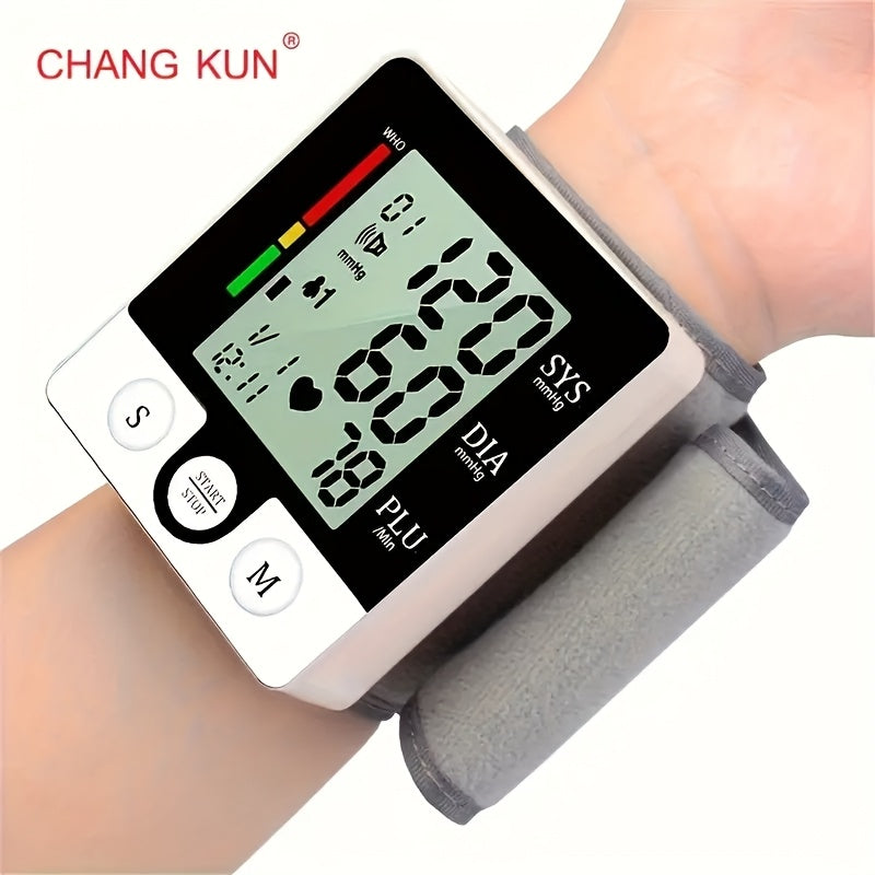 1pc Wrist Blood Pressure Monitor Automatic Wrist Bp Monitor Talking Blood Pressure Cuff For Home Use Adjustable Cuffs For Adult Electronic Digital Large LCD Display (Batteries Not Included)