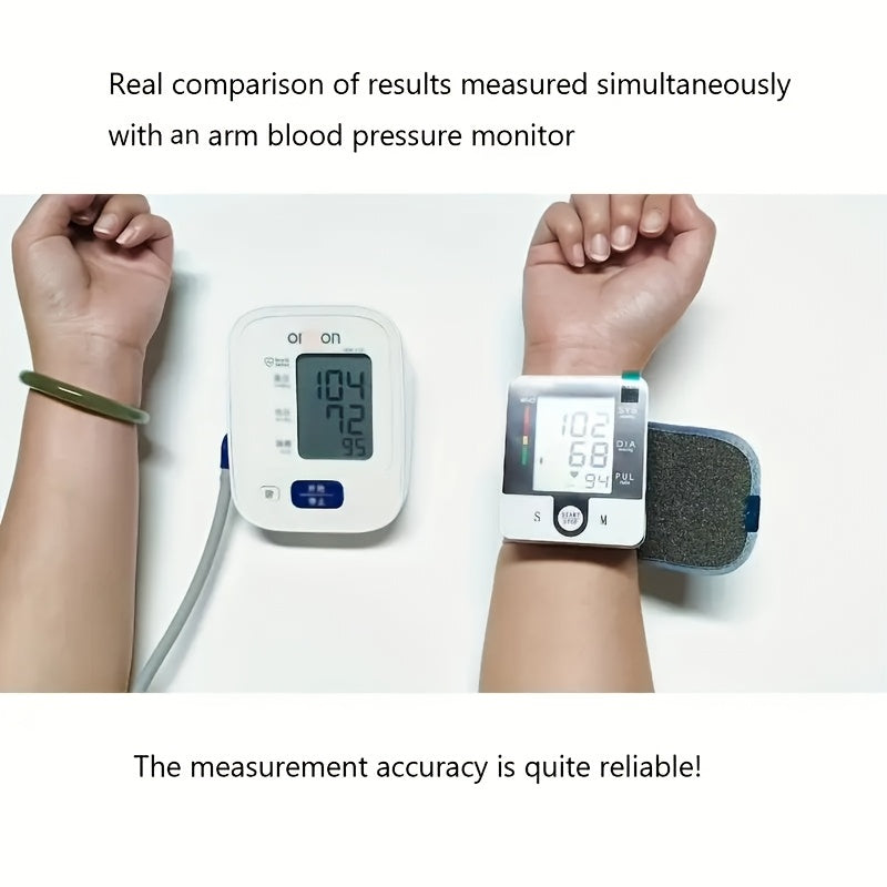 1pc Wrist Blood Pressure Monitor Automatic Wrist Bp Monitor Talking Blood Pressure Cuff For Home Use Adjustable Cuffs For Adult Electronic Digital Large LCD Display (Batteries Not Included)