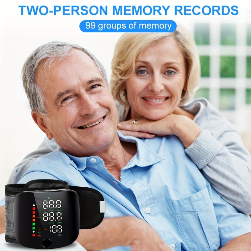 1pc Wrist Blood Pressure Monitor with LCD Display, Adjustable Cuff, Pulse Rate Detection & Irregular Heartbeat Alarm - Blood Pressure Measurement | USB Charging | Sound Playback Function, The Best Gift for Family And Friends