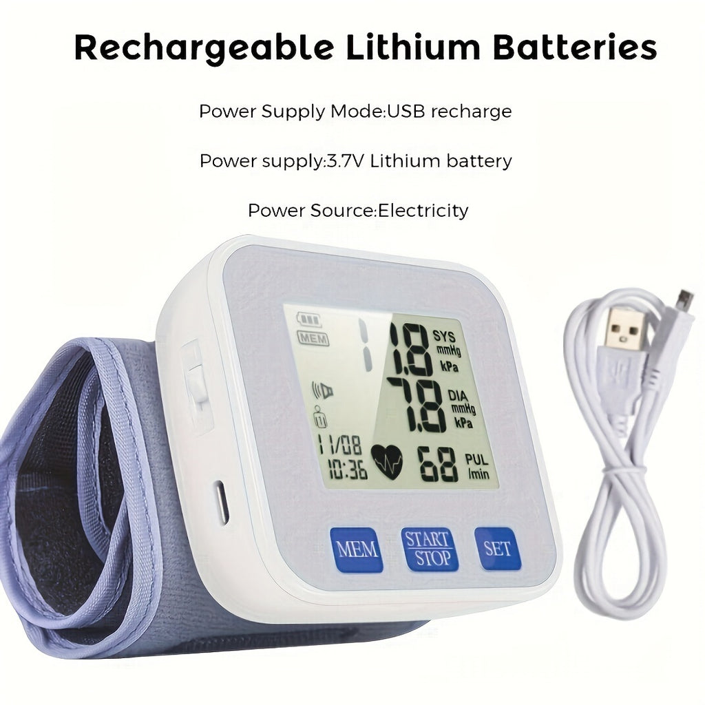 CHANG KUN Rechargeable Blood Pressure Monitor, Wrist Blood Pressure Cuff Monitor with USB Charging, Automatic Digital BP Machine, Voice Broadcast, Large Display Screen (Built-In Lithium Battery)(Ck-W358)
