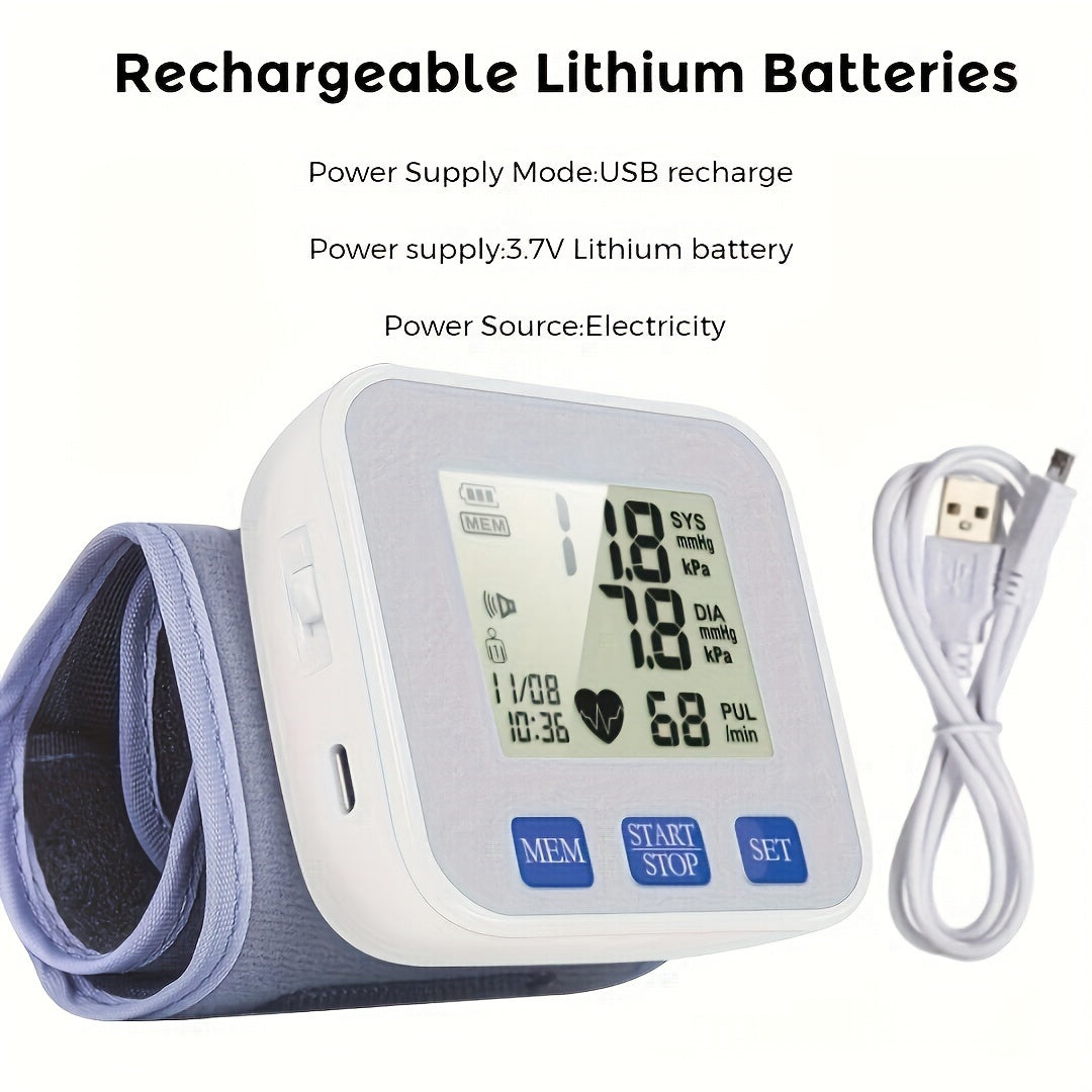 CHANG KUN Rechargeable Blood Pressure Monitor, Wrist Blood Pressure Cuff Monitor with USB Charging, Automatic Digital BP Machine, Voice Broadcast, Large Display Screen (Built-In Lithium Battery)(Ck-W358)