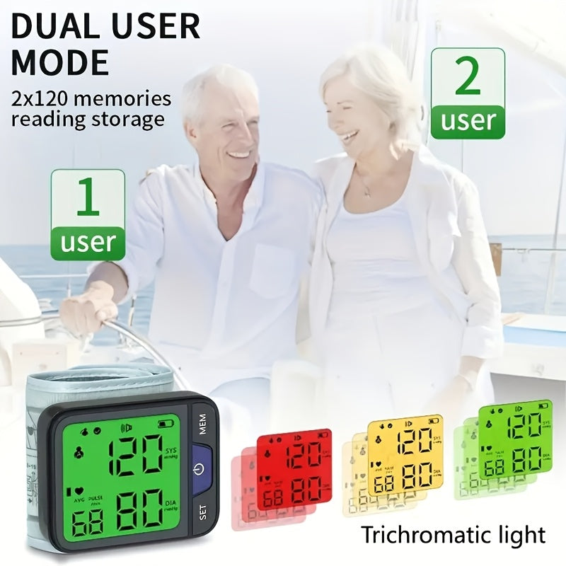 CHANGKUN Portable Wrist Blood Pressure Monitor with Voice & Large Tricolor Display - Digital Automatic Cuff, Memory Storage, Battery Operated, Includes Carrying Case (Batteries Not Included), Blood Pressure Monitor for Home
