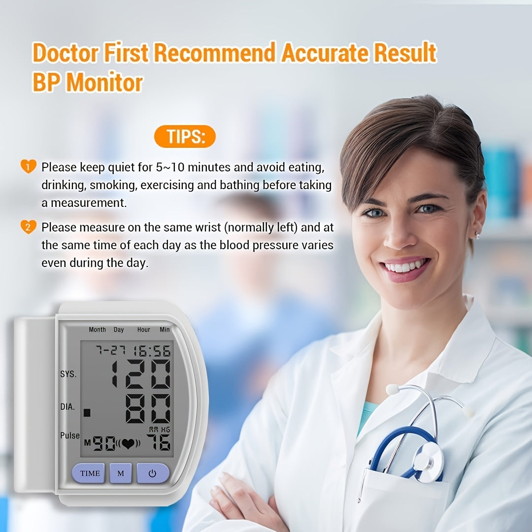 CHANG KUN Automatic Digital Wrist Blood Pressure Monitor with Large LCD Display And Adjustable Cuff - Suitable for Adult Use, Battery Operated, 36V Or Below, No Batteries Included