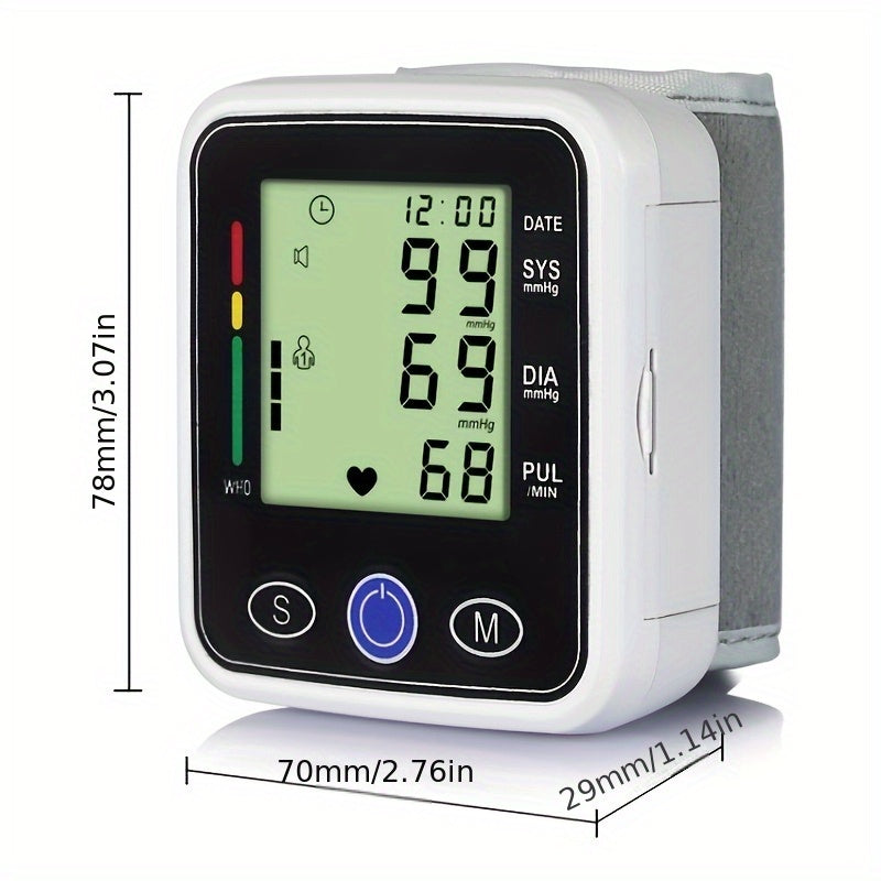 Wrist Blood Pressure Monitor, Sphygmomanometer, Voice Large-screen Display, Heart Rate And Blood Pressure Dual Detection, Suitable For Family Daily Health Management, Prevention Of Cardiovascular Disease, 2x99 Group Reading Storage (without Battery)