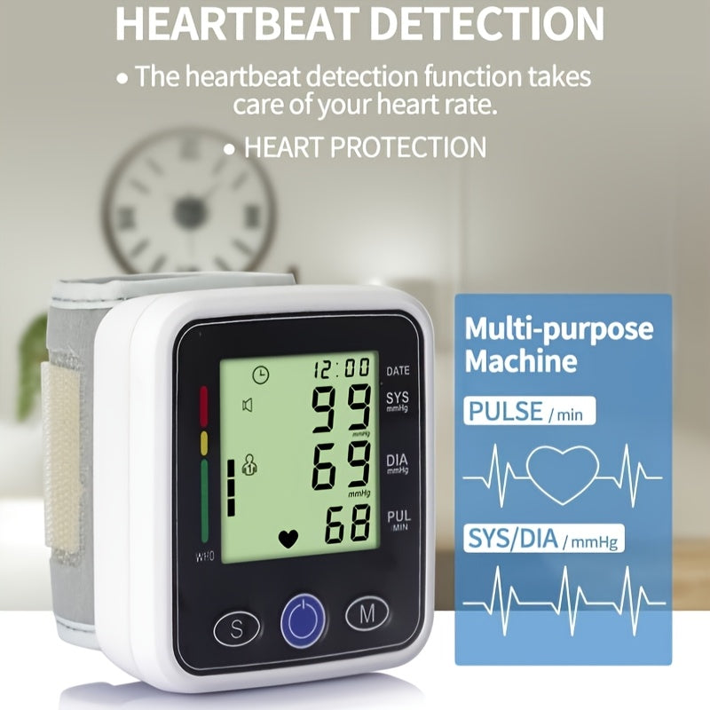 Wrist Blood Pressure Monitor, Sphygmomanometer, Voice Large-screen Display, Heart Rate And Blood Pressure Dual Detection, Suitable For Family Daily Health Management, Prevention Of Cardiovascular Disease, 2x99 Group Reading Storage (without Battery)