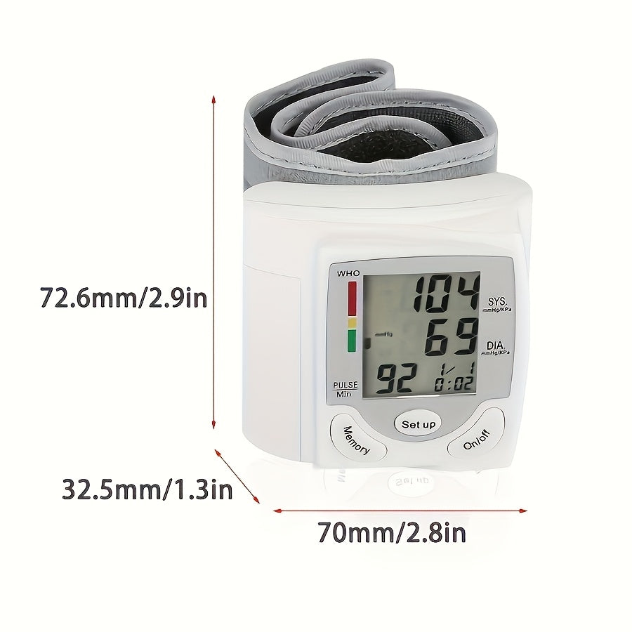 CHANG KUN AUTOMATIC DIGITAL WRIST BLOOD PRESSURE MONITOR - Adjustable Cuff With Heart Rate Monitor, WHO Health Indicator, Battery Operated (Batteries Not Included), For Home Use, Easy To Operate, Portable Design