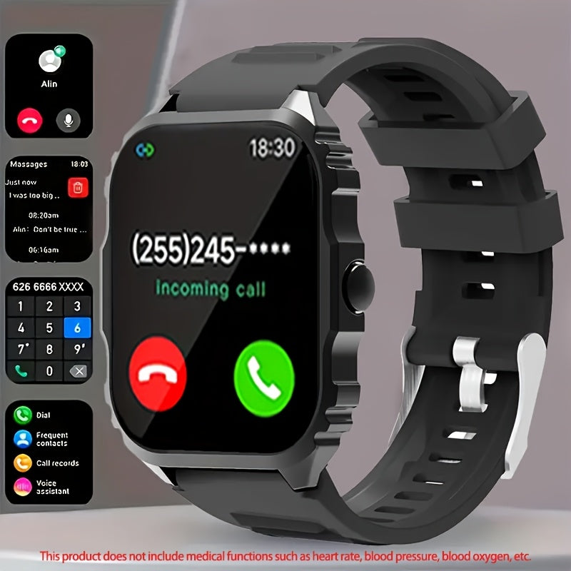 [Sporty Smartwatch] Multifunctional Smartwatch with Wireless Calling | Sporty Outdoor/Hiking/Travel Wear, Sports Data Tracking, Alarm Clock, Prolonged Sitting Reminder, Metal Body & Silicone Strap – Perfect Holiday Gift