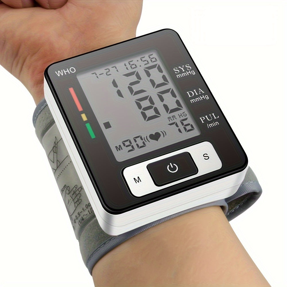 [Automatic Wrist BP Monitor] CHANG KUN Automatic Wrist BP Monitor for Adults - 1pc Digital Blood Pressure Cuff with Heart Rate Measurement, Memory Storage, Adjustable Cuff, Easy-to-Read LCD Display - Portable for Home/Travel Use, Ideal for Hypertension