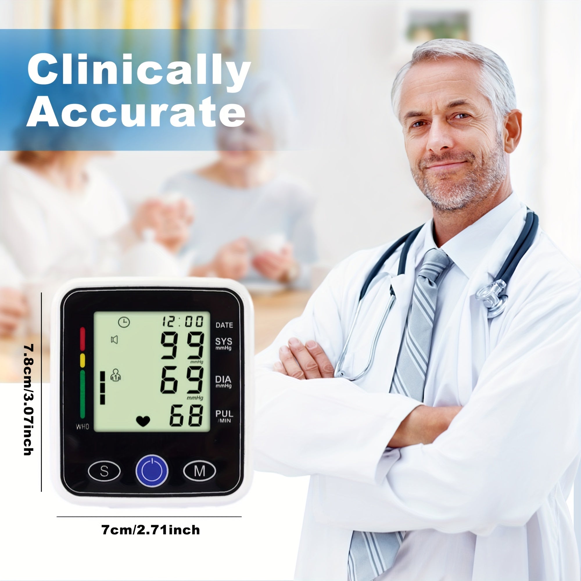 Wrist Blood Pressure Monitor-LCD-audio Broadcast, High Blood Pressure And Irregular Heart Rhythm Detector, Easy to Use, Adjustable Cuff, Battery Powered (battery Not Included) Protects The Health Of The Elderly, And Is A Good Gift for Family Members.
