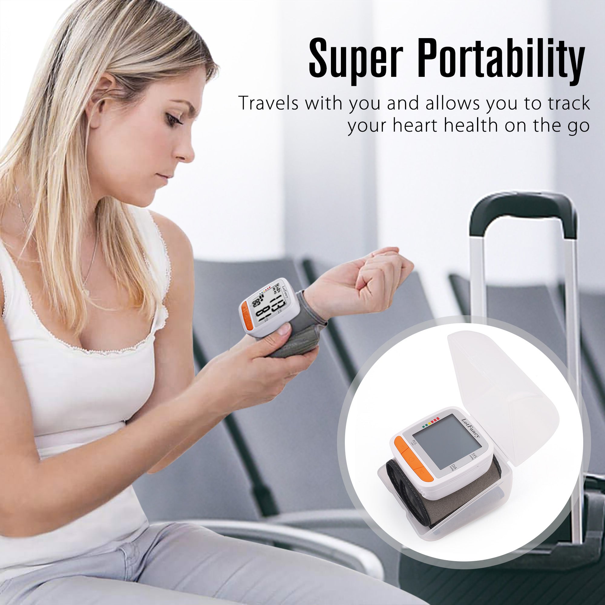 Wrist Blood Pressure Monitor, Automatic Digital Blood Pressure Machine Wrist Adjustable Cuff (5.3-8.5''), 2 Users, 120 Memory, Home BP Gauge for Irregular Heartbeat Detection
