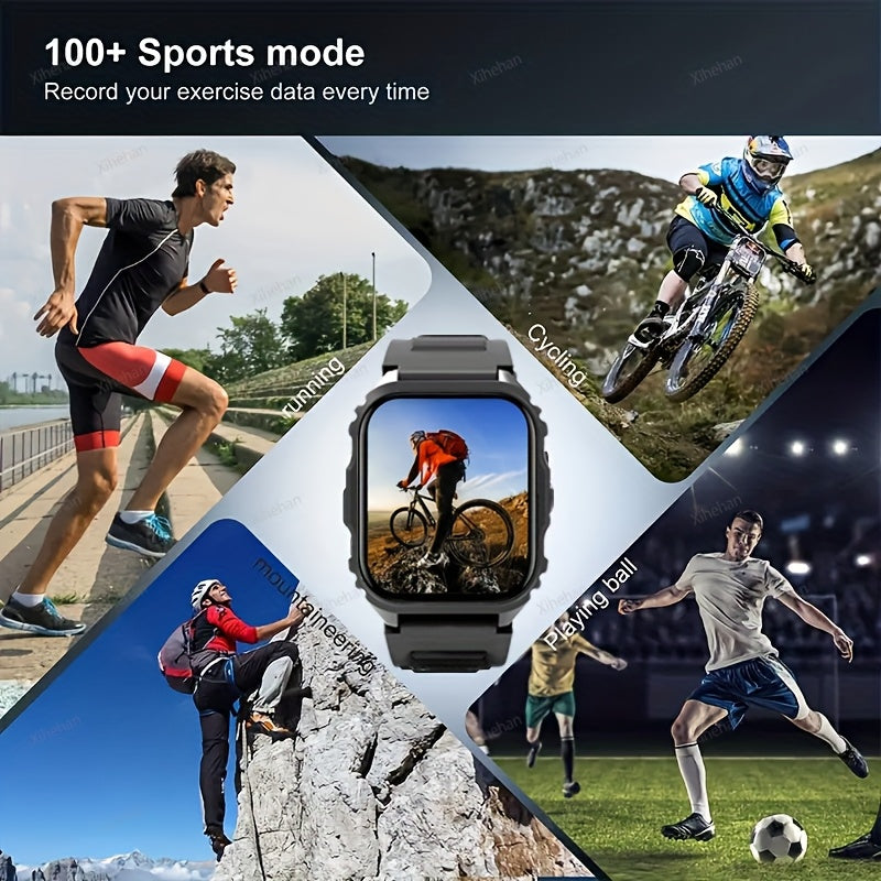 [Sporty Smartwatch] Multifunctional Smartwatch with Wireless Calling | Sporty Outdoor/Hiking/Travel Wear, Sports Data Tracking, Alarm Clock, Prolonged Sitting Reminder, Metal Body & Silicone Strap – Perfect Holiday Gift