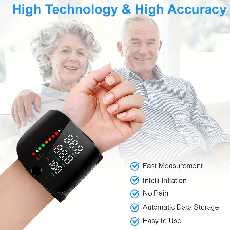 1pc Wrist Blood Pressure Monitor with LCD Display, Adjustable Cuff, Pulse Rate Detection & Irregular Heartbeat Alarm - Blood Pressure Measurement | USB Charging | Sound Playback Function, The Best Gift for Family And Friends