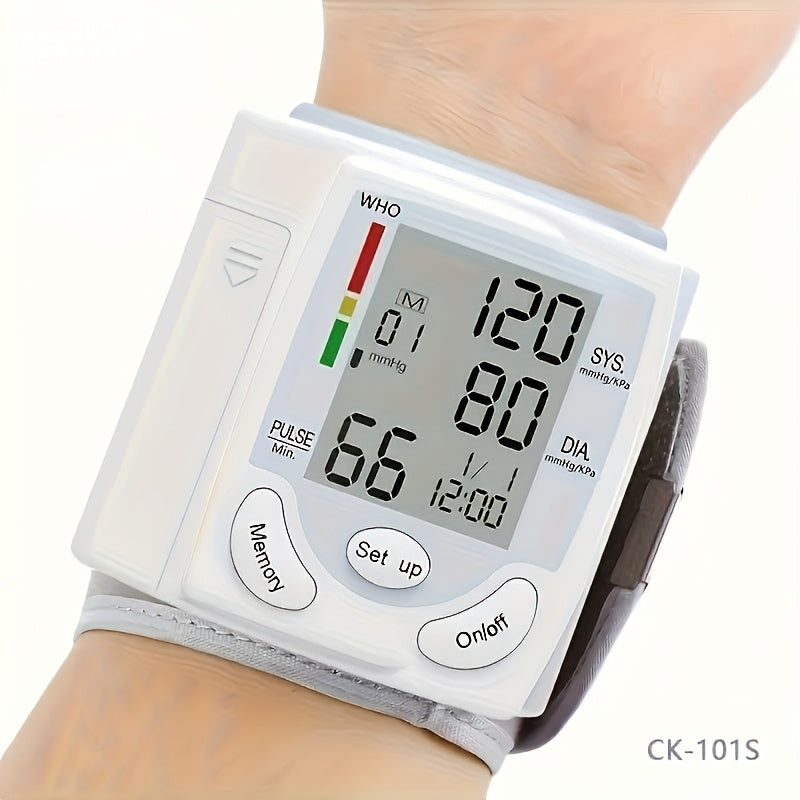 CHANG KUN AUTOMATIC DIGITAL WRIST BLOOD PRESSURE MONITOR - Adjustable Cuff With Heart Rate Monitor, WHO Health Indicator, Battery Operated (Batteries Not Included), For Home Use, Easy To Operate, Portable Design