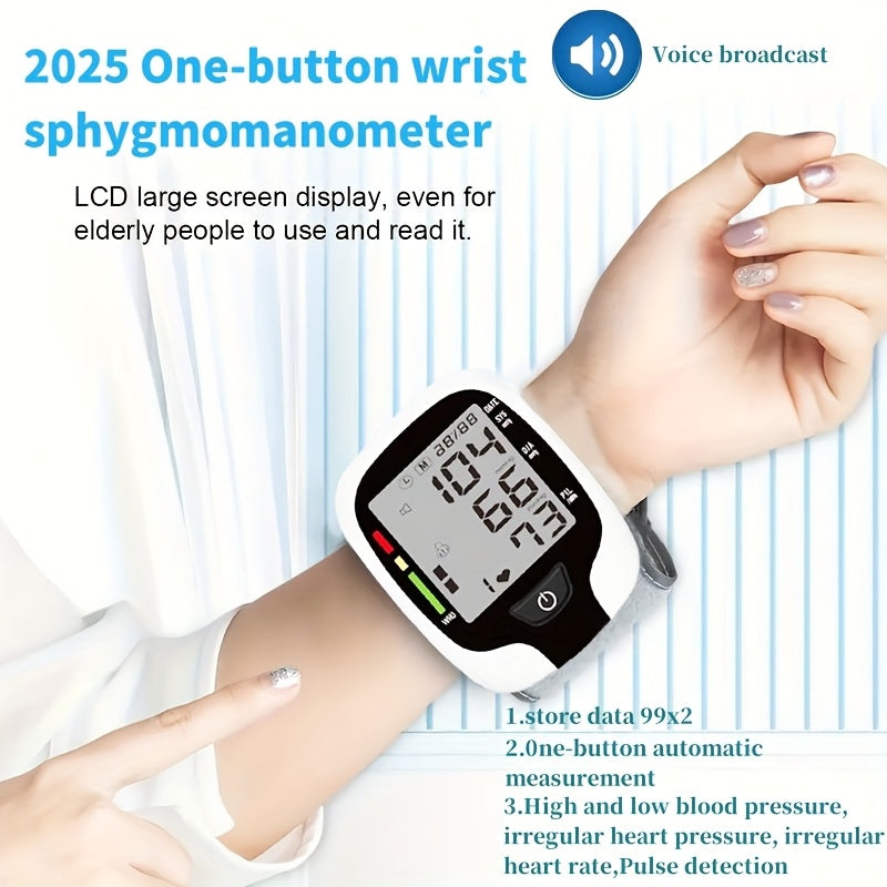 W01- Wrist Blood Pressure Monitor.BP Blood Pressure Meter - Stethoscope.One-click Operation, Precise Measurement, LCD Display, Voice Broadcast, Suitable for High And Low Blood Pressure, Heart Rate Irregular Detection.(Battery Not Included)
