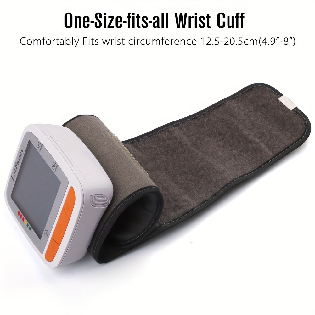 LOTFANCY Digital Wrist Blood Pressure Monitor with Pulse Rate Detection, Adjustable Cuff (5.3-8.5'') Machine, Easy-to-Use, Battery-Powered, Portable Design for Home & Travel, Travel Health Accessory, Modern Medical Device, Compact Design, Durable