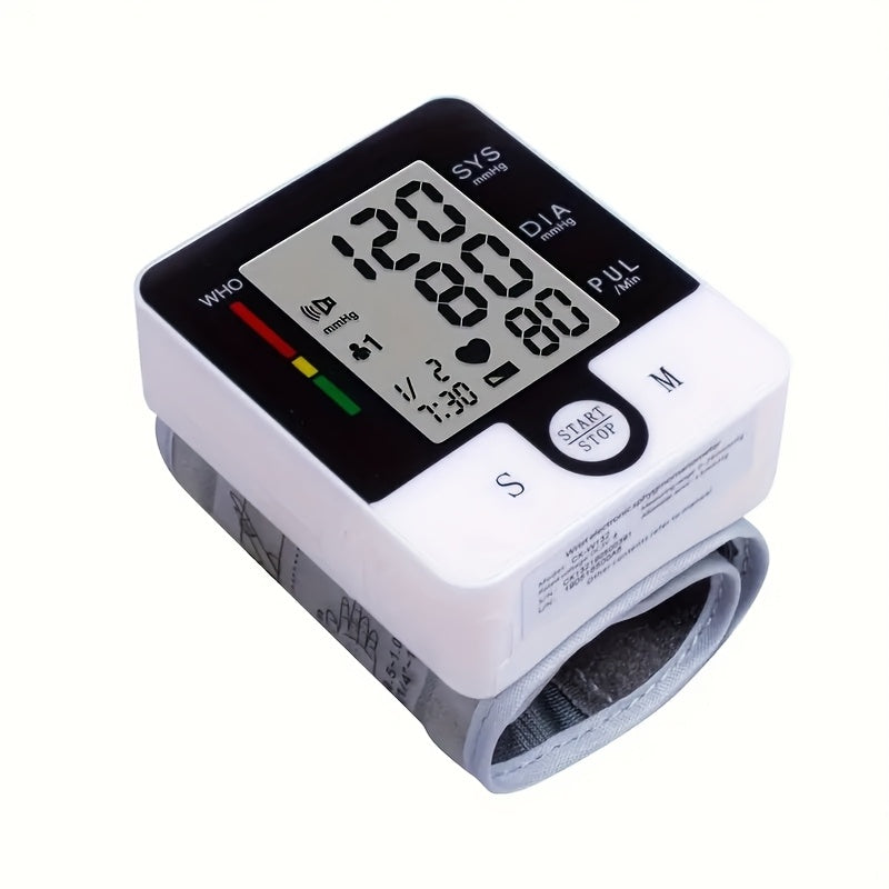1pc Wrist Blood Pressure Monitor Automatic Wrist Bp Monitor Talking Blood Pressure Cuff For Home Use Adjustable Cuffs For Adult Electronic Digital Large LCD Display (Batteries Not Included)