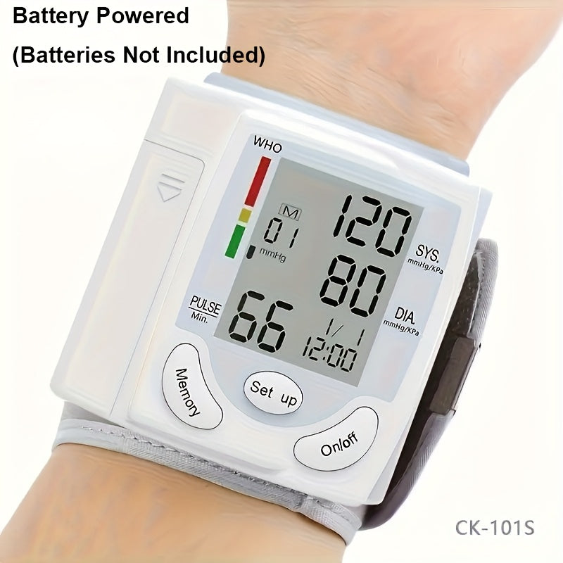 Wrist Blood Pressure Monitor Digital BP Monitor Rechargeable BP Machine With 2x99 Readings Memory Large LCD Display Voice Broadcast Portable Carrying