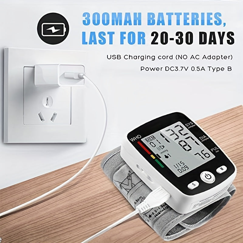 CHANGKUN Rechargeable Blood Pressure Monitor, Wrist Blood Pressure Cuff Monitor with USB Charging, Automatic Digital BP Machine, Voice Broadcast, Large Display Screen (Built-in rechargeable lithium battery)