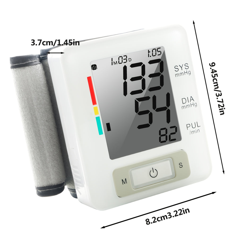 URION Wrist Blood Pressure Monitor with Large LCD Display, Portable Wrist Blood Pressure Monitor, Adjustable Cuff, Pulse Rate Detection, And Irregular Heartbeat Alert, Blood Pressure Measurement, Battery Operated (Batteries Not Included)