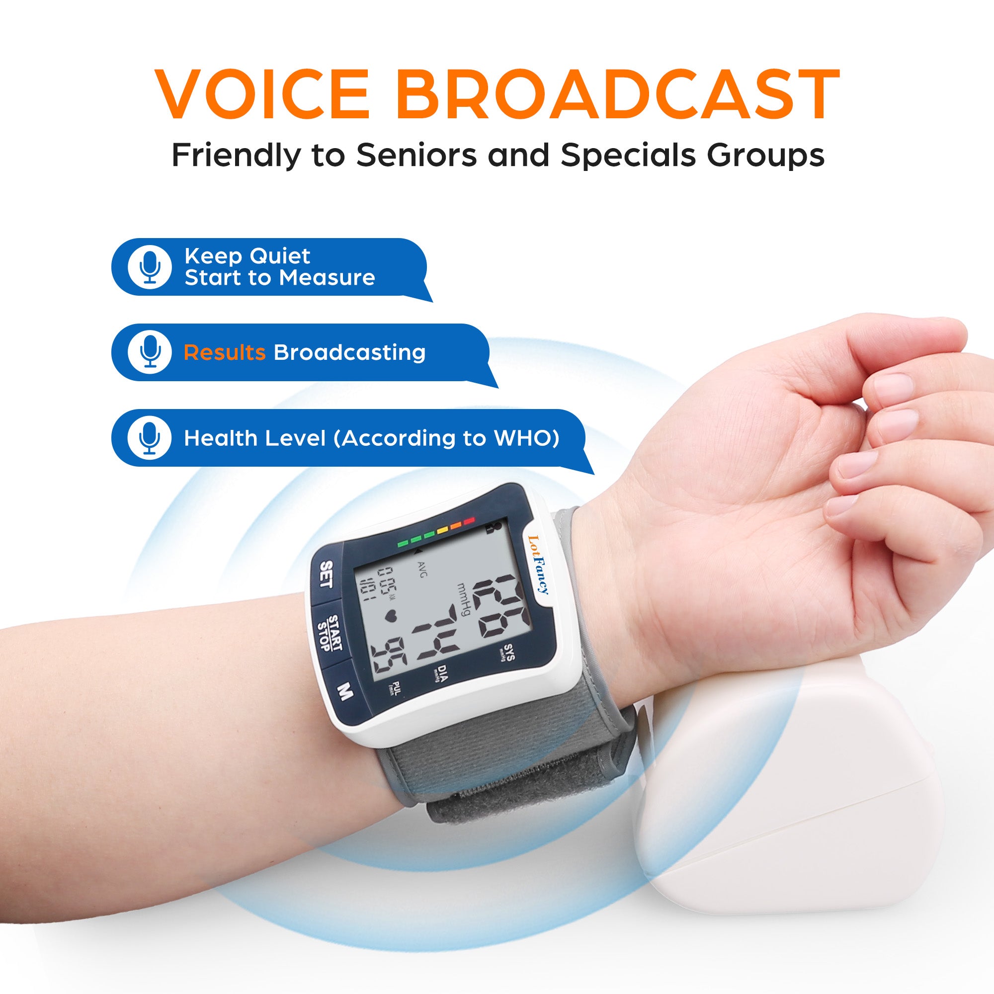 Talking Blood Pressure Monitor, Blood Pressure Monitors for Home Use, Blood Pressure Machine with Voice Broadcast, Wrist Blood Pressure Cuff 5.3"-8.5"