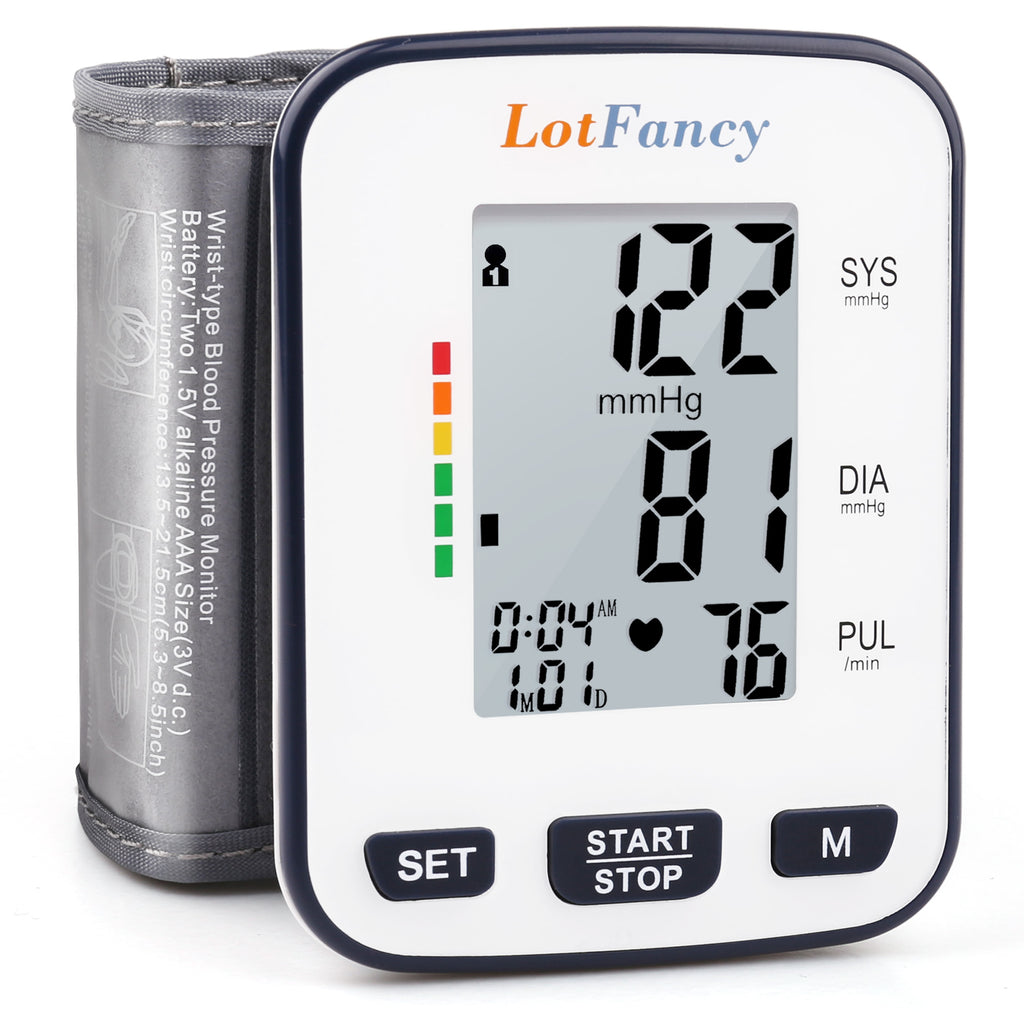 Wrist Blood Pressure Monitor for Home Use, Blood Pressure Machine Adjustable Wrist Cuff (5.3-8.5) Digital BP Machine with Large LCD Display, 120 Memory with Carrying Case