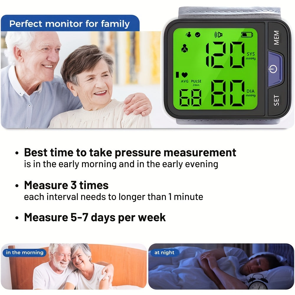 CHANGKUN New Fashion Wrist Blood Pressure Monitor With Voice & Large Tricolor Display - Digital Automatic Cuff & Carrying Case Included (Batteries Not Included)